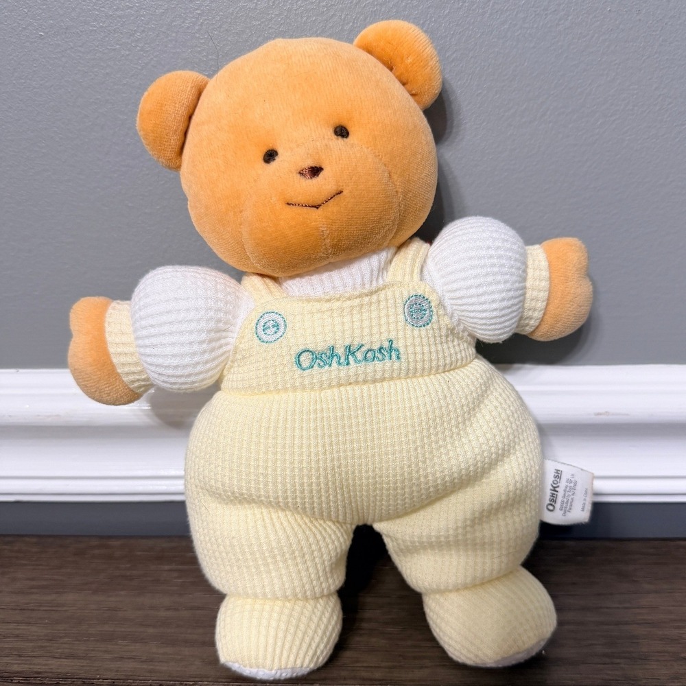 Vintage 2000 OshKosh Bgosh Teddy Bear Plush Yellow Overalls Toys R Us